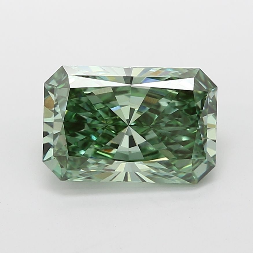 Loose Diamond - RADIANT 3.02ct Fancy Vivid Green VVS2: Loose Diamond - RADIANT 3.02ct Fancy Vivid Green VVS2 Source: This is a real non-mined Diamond that has been grown in a lab Shape: RADIANT Carats: 3.02 Color: Fancy Vivid Green Certification: IGI Vide