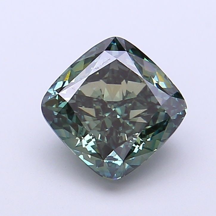 Loose Diamond - CUSHION BRILLIANT 2.08ct Fancy Vivid Green VS1: Loose Diamond - CUSHION BRILLIANT 2.08ct Fancy Vivid Green VS1 Source: This is a real non-mined Diamond that has been grown in a lab Shape: CUSHION BRILLIANT Carats: 2.08 Color: Fancy Vivid Green Cert