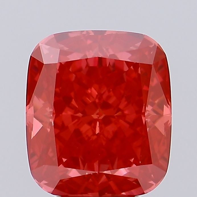 Loose Diamond - CUSHION MODIFIED 5.09ct Fancy Vivid Red VS1: Loose Diamond - CUSHION MODIFIED 5.09ct Fancy Vivid Red VS1 Source: This is a real non-mined Diamond that has been grown in a lab Shape: CUSHION MODIFIED Carats: 5.09 Color: Fancy Vivid Red Certificat