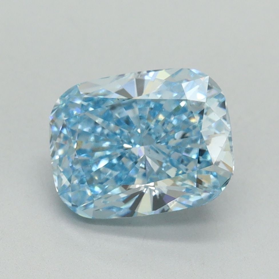 Loose Diamond - CUSHION BRILLIANT 2.14ct Fancy Vivid Blue VS1: Loose Diamond - CUSHION BRILLIANT 2.14ct Fancy Vivid Blue VS1 Source: This is a real non-mined Diamond that has been grown in a lab Shape: CUSHION BRILLIANT Carats: 2.14 Color: Fancy Vivid Blue Certif