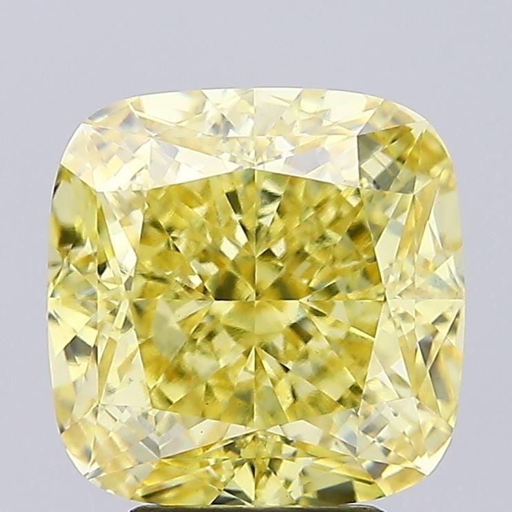Loose Diamond - CUSHION MODIFIED 5.01ct Fancy Intense Yellow VS1: Loose Diamond - CUSHION MODIFIED 5.01ct Fancy Intense Yellow VS1 Source: This is a real non-mined Diamond that has been grown in a lab Shape: CUSHION MODIFIED Carats: 5.01 Color: Fancy Intense Yellow 