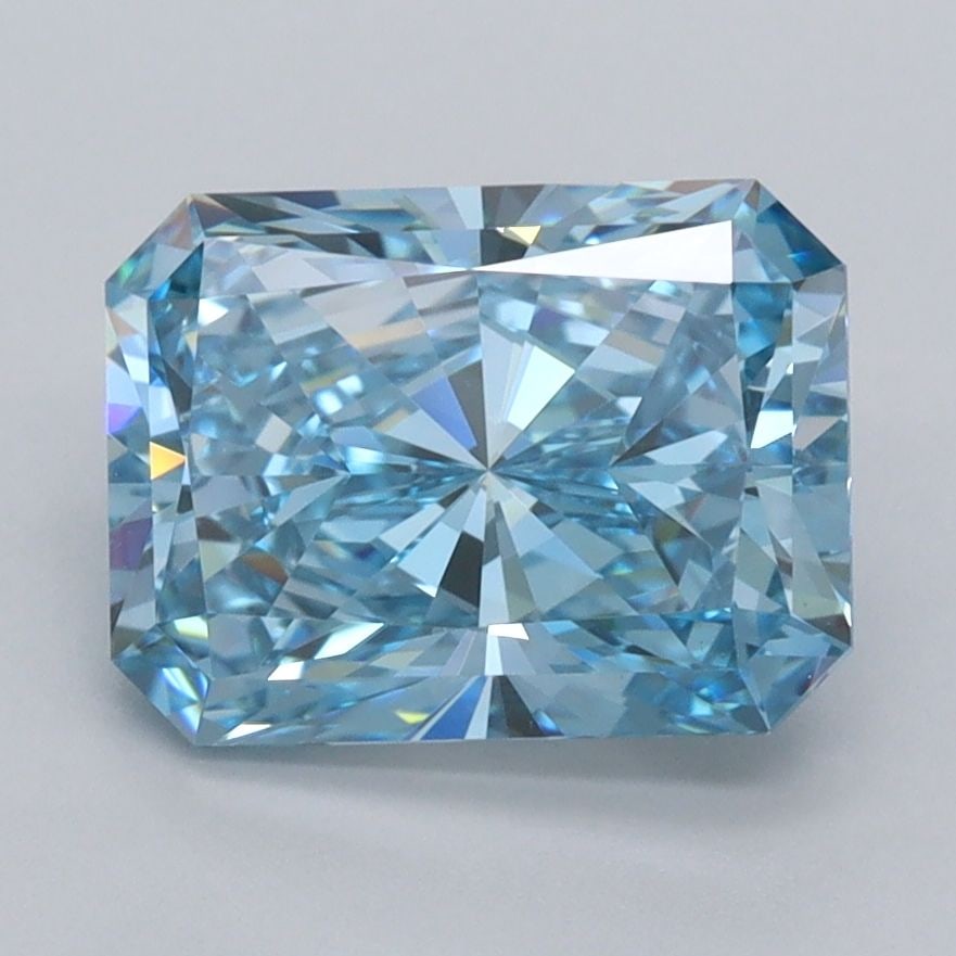 Loose Diamond - RADIANT 2.57ct Fancy Vivid Blue VVS2: Loose Diamond - RADIANT 2.57ct Fancy Vivid Blue VVS2 Source: This is a real non-mined Diamond that has been grown in a lab Shape: RADIANT Carats: 2.57 Color: Fancy Vivid Blue Certification: IGI Video:
