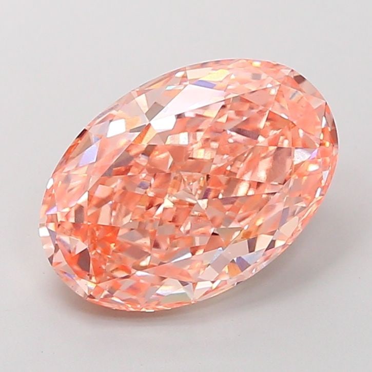 Loose Diamond - OVAL 6.04ct Fancy Vivid Orangey Pink VS1: Loose Diamond - OVAL 6.04ct Fancy Vivid Orangey Pink VS1 Source: This is a real non-mined Diamond that has been grown in a lab Shape: OVAL Carats: 6.04 Color: Fancy Vivid Orangey Pink Certification: I