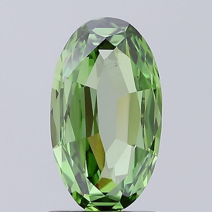 Loose Diamond - OVAL 1.09ct Fancy Vivid Green VS1: Loose Diamond - OVAL 1.09ct Fancy Vivid Green VS1 Source: This is a real non-mined Diamond that has been grown in a lab Shape: OVAL Carats: 1.09 Color: Fancy Vivid Green Certification: IGI Video:
