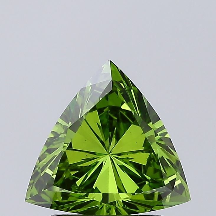 Loose Diamond - TRIANGULAR 1.33ct Fancy Vivid Green VS1: Loose Diamond - TRIANGULAR 1.33ct Fancy Vivid Green VS1 Source: This is a real non-mined Diamond that has been grown in a lab Shape: TRIANGULAR Carats: 1.33 Color: Fancy Vivid Green Certification: IGI