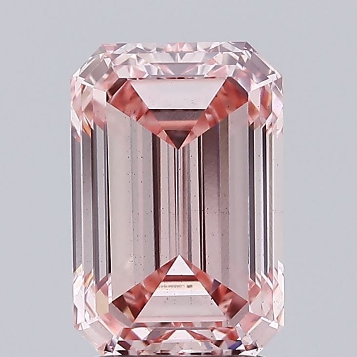 Loose Diamond - EMERALD 2.6ct Fancy Intense Pink VS2: Loose Diamond - EMERALD 2.6ct Fancy Intense Pink VS2 Source: This is a real non-mined Diamond that has been grown in a lab Shape: EMERALD Carats: 2.6 Color: Fancy Intense Pink Certification: IGI The D