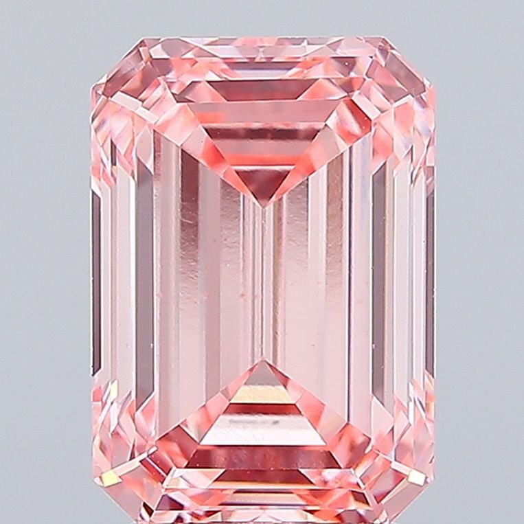 Loose Diamond - EMERALD 4.1ct Fancy Vivid Pink VS2: Loose Diamond - EMERALD 4.1ct Fancy Vivid Pink VS2 Source: This is a real non-mined Diamond that has been grown in a lab Shape: EMERALD Carats: 4.1 Color: Fancy Vivid Pink Certification: IGI Video: