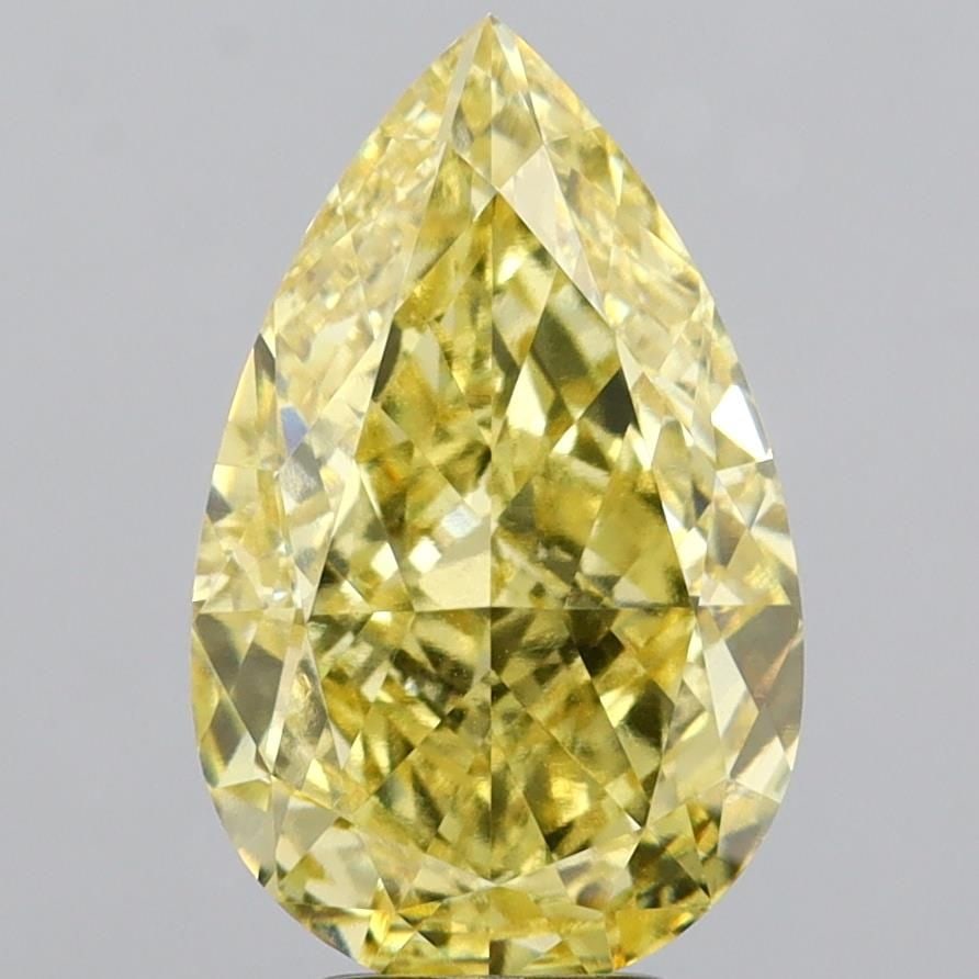 Loose Diamond - PEAR 5.33ct Fancy Intense Yellow VVS1: Loose Diamond - PEAR 5.33ct Fancy Intense Yellow VVS1 Source: This is a real non-mined Diamond that has been grown in a lab Shape: PEAR Carats: 5.33 Color: Fancy Intense Yellow Certification: IGI Vide