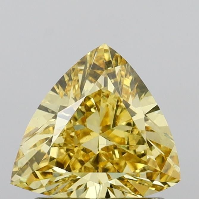 Loose Diamond - TRIANGULAR 1.0ct Fancy Intense Yellow VVS2: Loose Diamond - TRIANGULAR 1.0ct Fancy Intense Yellow VVS2 Source: This is a real non-mined Diamond that has been grown in a lab Shape: TRIANGULAR Carats: 1.0 Color: Fancy Intense Yellow Certification