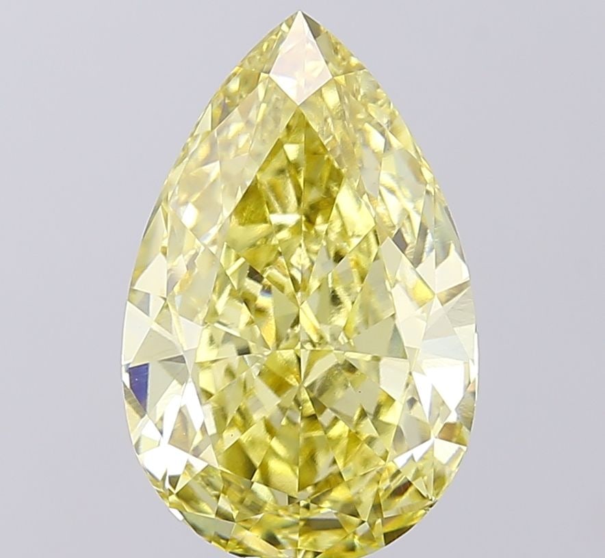 Loose Diamond - PEAR 5.03ct Fancy Intense Yellow VS1: Loose Diamond - PEAR 5.03ct Fancy Intense Yellow VS1 Source: This is a real non-mined Diamond that has been grown in a lab Shape: PEAR Carats: 5.03 Color: Fancy Intense Yellow Certification: IGI Video
