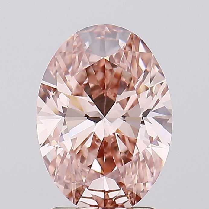 Loose Diamond - OVAL 2.06ct Fancy Vivid Brownish Pink VS1: Loose Diamond - OVAL 2.06ct Fancy Vivid Brownish Pink VS1 Source: This is a real non-mined Diamond that has been grown in a lab Shape: OVAL Carats: 2.06 Color: Fancy Vivid Brownish Pink Certification: