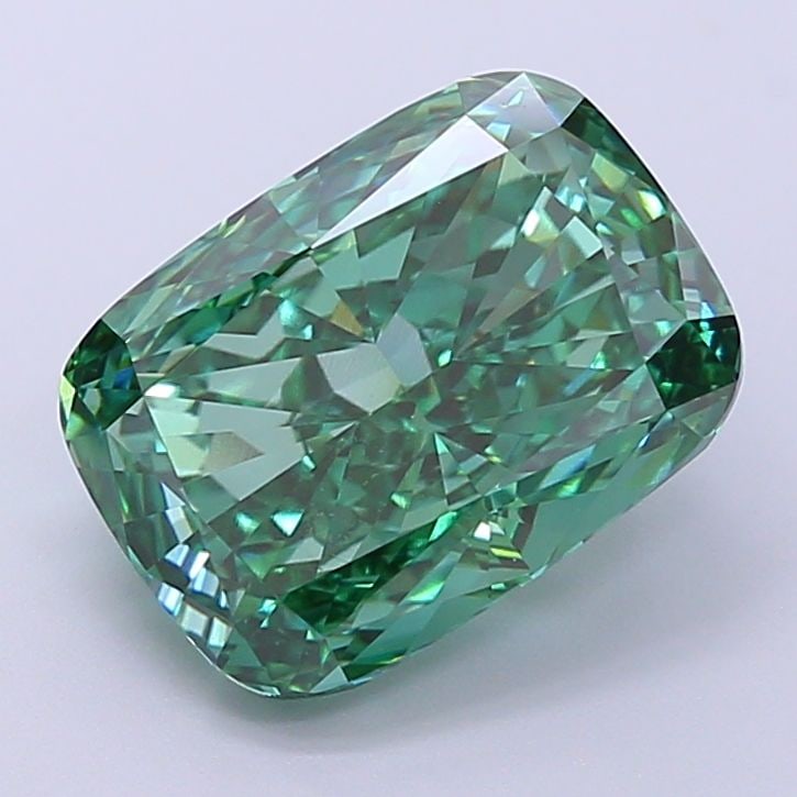Loose Diamond - CUSHION MODIFIED 3.53ct Fancy Vivid Green VVS2: Loose Diamond - CUSHION MODIFIED 3.53ct Fancy Vivid Green VVS2 Source: This is a real non-mined Diamond that has been grown in a lab Shape: CUSHION MODIFIED Carats: 3.53 Color: Fancy Vivid Green Certi