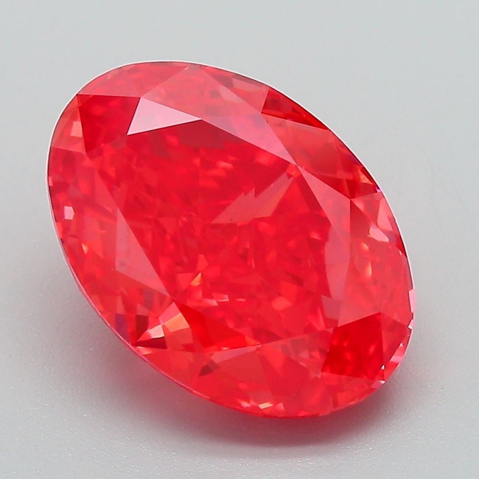 Loose Diamond - OVAL 4.51ct Fancy Vivid Red VVS2: Loose Diamond - OVAL 4.51ct Fancy Vivid Red VVS2 Source: This is a real non-mined Diamond that has been grown in a lab Shape: OVAL Carats: 4.51 Color: Fancy Vivid Red Certification: IGI Video: