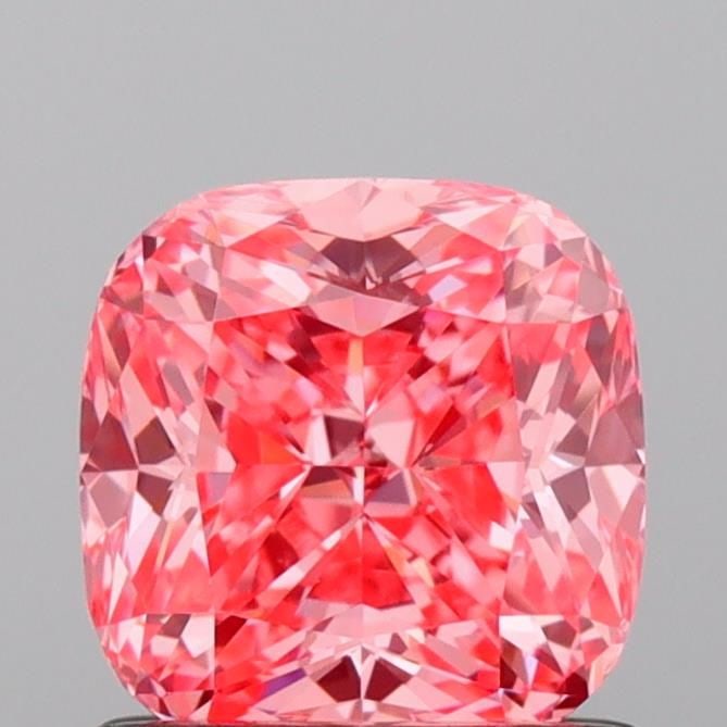 Loose Diamond - CUSHION MODIFIED 0.9ct Fancy Vivid Pink VVS2: Loose Diamond - CUSHION MODIFIED 0.9ct Fancy Vivid Pink VVS2 Source: This is a real non-mined Diamond that has been grown in a lab Shape: CUSHION MODIFIED Carats: 0.9 Color: Fancy Vivid Pink Certifica