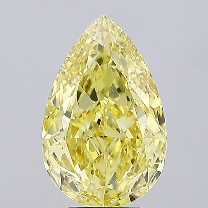 Loose Diamond - PEAR 5.3ct Fancy Vivid Yellow VS1: Loose Diamond - PEAR 5.3ct Fancy Vivid Yellow VS1 Source: This is a real non-mined Diamond that has been grown in a lab Shape: PEAR Carats: 5.3 Color: Fancy Vivid Yellow Certification: IGI Video: