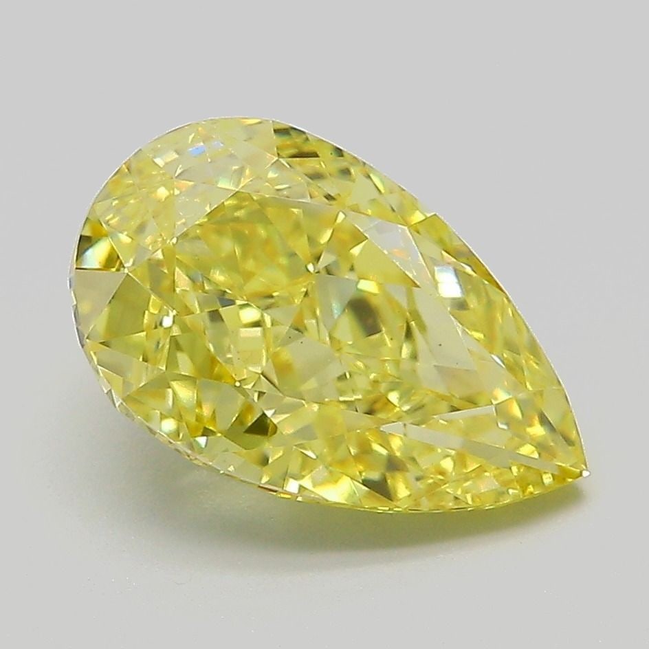 Loose Diamond - PEAR 3.04ct Fancy Vivid Yellow VS1: Loose Diamond - PEAR 3.04ct Fancy Vivid Yellow VS1 Source: This is a real non-mined Diamond that has been grown in a lab Shape: PEAR Carats: 3.04 Color: Fancy Vivid Yellow Certification: IGI Video: