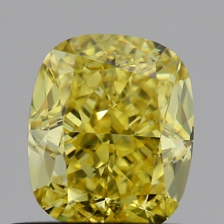Loose Diamond - CUSHION MODIFIED 0.71ct Fancy Intense Yellow VVS2: Loose Diamond - CUSHION MODIFIED 0.71ct Fancy Intense Yellow VVS2 Source: This is a real non-mined Diamond that has been grown in a lab Shape: CUSHION MODIFIED Carats: 0.71 Color: Fancy Intense Yellow