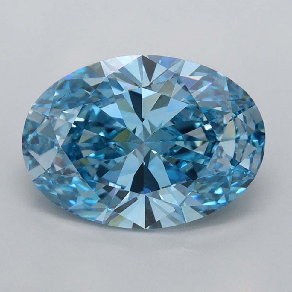 Loose Diamond - OVAL 2.48ct Fancy Vivid Blue VVS2: Loose Diamond - OVAL 2.48ct Fancy Vivid Blue VVS2 Source: This is a real non-mined Diamond that has been grown in a lab Shape: OVAL Carats: 2.48 Color: Fancy Vivid Blue Certification: IGI Video: