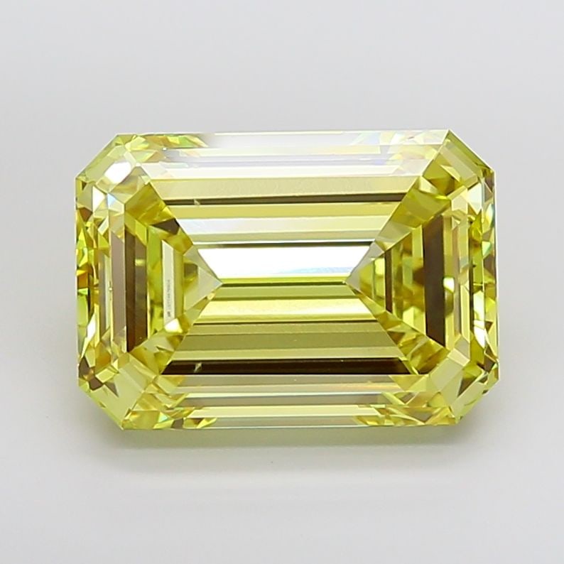 Loose Diamond - EMERALD 14.49ct Fancy Intense Yellow VS2: Loose Diamond - EMERALD 14.49ct Fancy Intense Yellow VS2 Source: This is a real non-mined Diamond that has been grown in a lab Shape: EMERALD Carats: 14.49 Color: Fancy Intense Yellow Certification: I