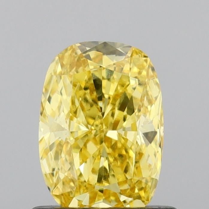 Loose Diamond - CUSHION BRILLIANT 0.61ct Fancy Vivid Yellow VS1: Loose Diamond - CUSHION BRILLIANT 0.61ct Fancy Vivid Yellow VS1 Source: This is a real non-mined Diamond that has been grown in a lab Shape: CUSHION BRILLIANT Carats: 0.61 Color: Fancy Vivid Yellow Ce