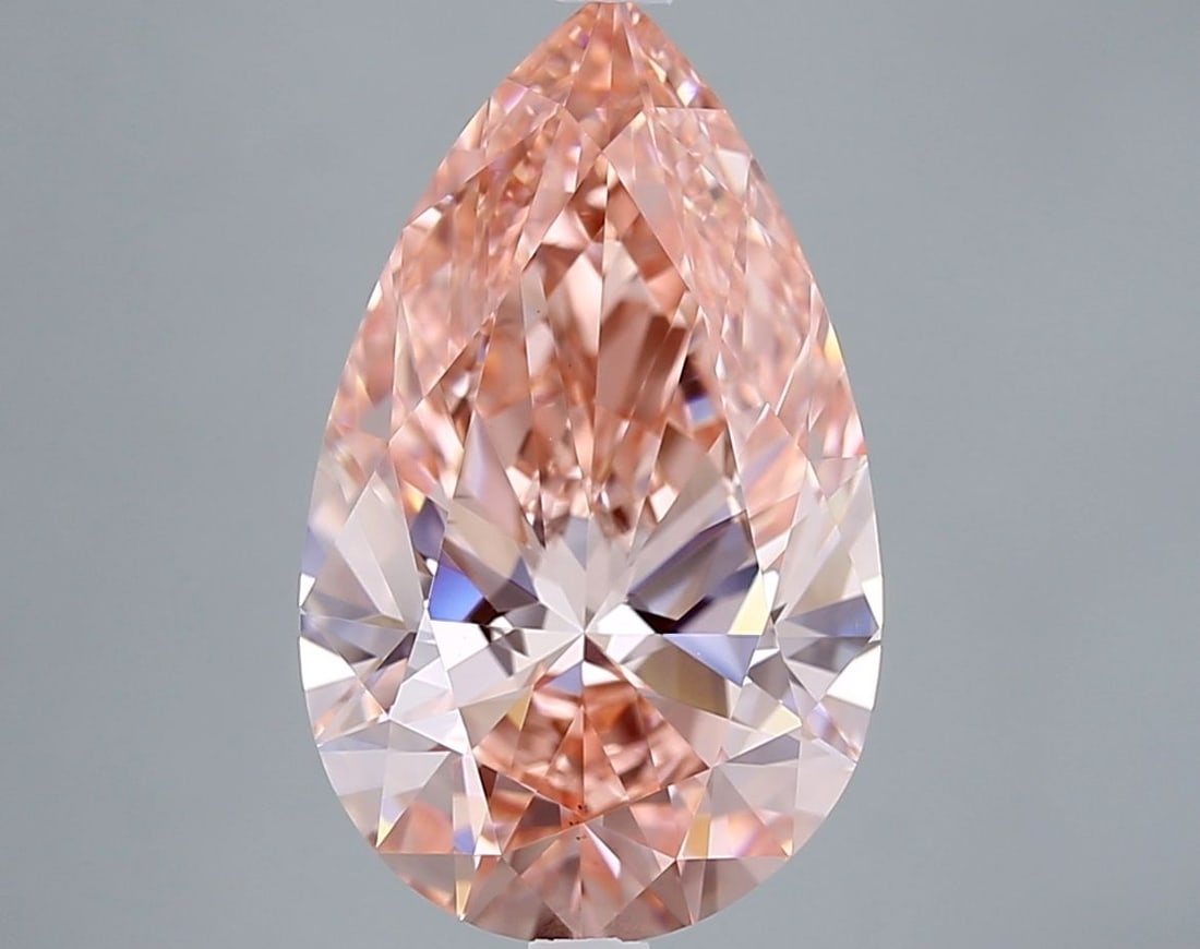 Loose Diamond - PEAR 5.02ct Fancy Vivid Pink VS1: Loose Diamond - PEAR 5.02ct Fancy Vivid Pink VS1 Source: This is a real non-mined Diamond that has been grown in a lab Shape: PEAR Carats: 5.02 Color: Fancy Vivid Pink Certification: IGI Video: