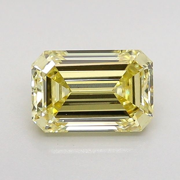 Loose Diamond - EMERALD 1.03ct Fancy Yellow VVS2: Loose Diamond - EMERALD 1.03ct Fancy Yellow VVS2 Source: This is a real non-mined Diamond that has been grown in a lab Shape: EMERALD Carats: 1.03 Color: Fancy Yellow Certification: IGI Video: