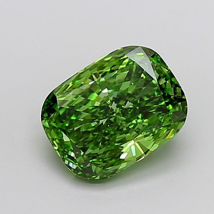 Loose Diamond - CUSHION MODIFIED 3.68ct Fancy Vivid Green VS1: Loose Diamond - CUSHION MODIFIED 3.68ct Fancy Vivid Green VS1 Source: This is a real non-mined Diamond that has been grown in a lab Shape: CUSHION MODIFIED Carats: 3.68 Color: Fancy Vivid Green Certif