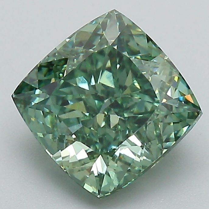 Loose Diamond - CUSHION MODIFIED 2.27ct Fancy Vivid Green VS1: Loose Diamond - CUSHION MODIFIED 2.27ct Fancy Vivid Green VS1 Source: This is a real non-mined Diamond that has been grown in a lab Shape: CUSHION MODIFIED Carats: 2.27 Color: Fancy Vivid Green Certif