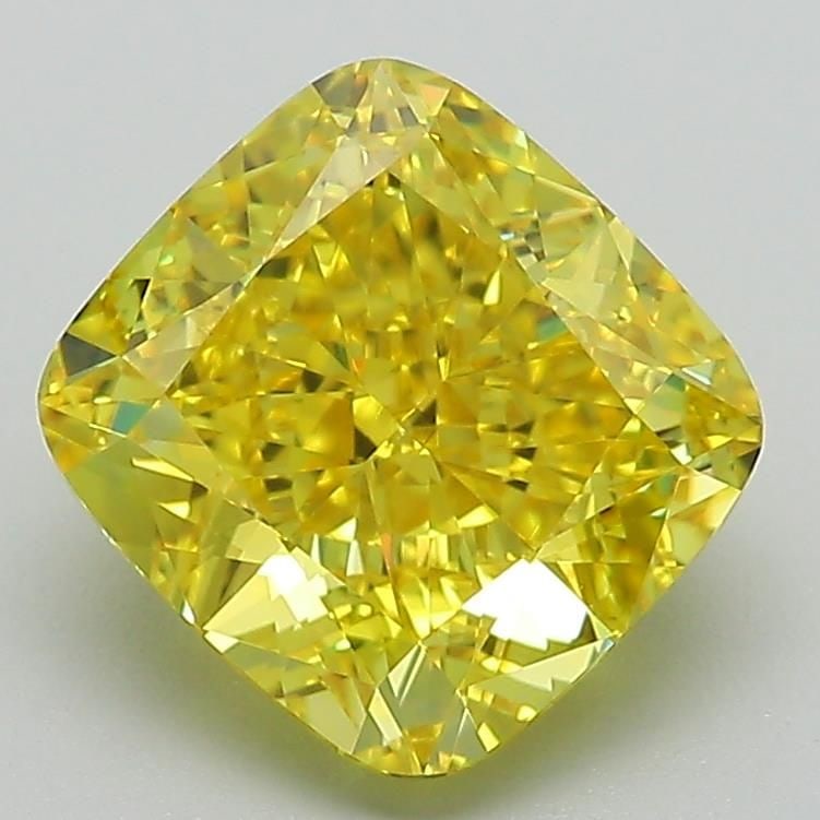 Loose Diamond - CUSHION MODIFIED 2.86ct Fancy Vivid Yellow VVS2: Loose Diamond - CUSHION MODIFIED 2.86ct Fancy Vivid Yellow VVS2 Source: This is a real non-mined Diamond that has been grown in a lab Shape: CUSHION MODIFIED Carats: 2.86 Color: Fancy Vivid Yellow Cer