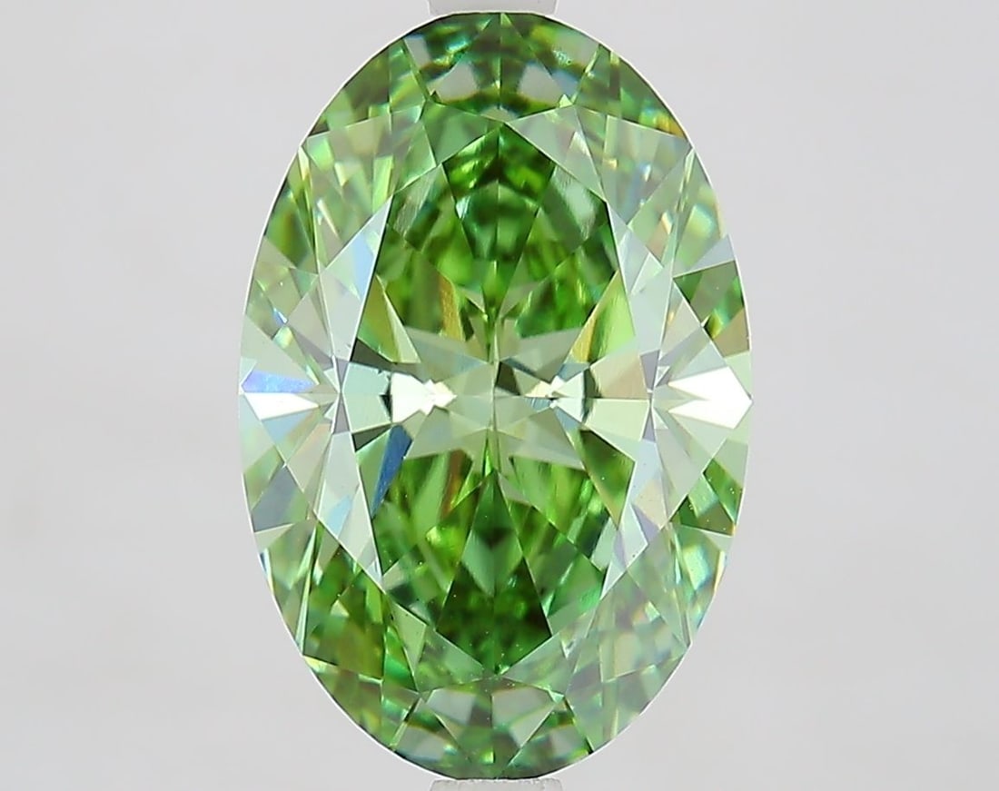 Loose Diamond - OVAL 4.1ct Fancy Vivid Green VS1: Loose Diamond - OVAL 4.1ct Fancy Vivid Green VS1 Source: This is a real non-mined Diamond that has been grown in a lab Shape: OVAL Carats: 4.1 Color: Fancy Vivid Green Certification: IGI Video: