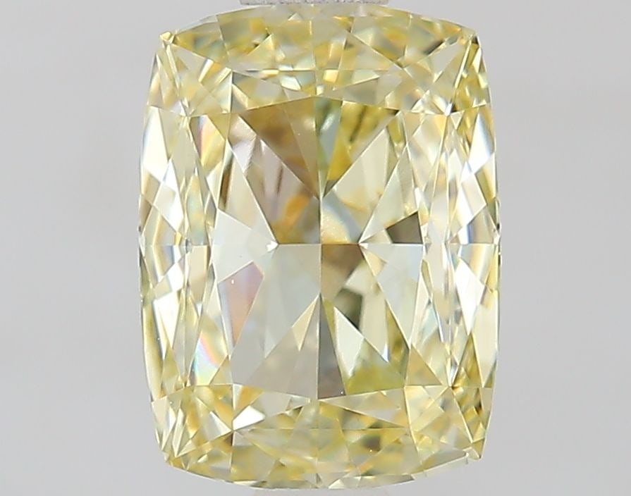 Loose Diamond - CUSHION MODIFIED 1.31ct Fancy Light Yellow VS1: Loose Diamond - CUSHION MODIFIED 1.31ct Fancy Light Yellow VS1 Source: This is a real non-mined Diamond that has been grown in a lab Shape: CUSHION MODIFIED Carats: 1.31 Color: Fancy Light Yellow Cert