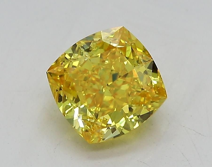 Loose Diamond - CUSHION MODIFIED 1.23ct Fancy Vivid Yellow VS1: Loose Diamond - CUSHION MODIFIED 1.23ct Fancy Vivid Yellow VS1 Source: This is a real non-mined Diamond that has been grown in a lab Shape: CUSHION MODIFIED Carats: 1.23 Color: Fancy Vivid Yellow Cert