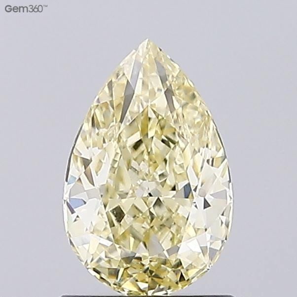 Loose Diamond - PEAR 1.07ct Fancy Light Yellow VVS2: Loose Diamond - PEAR 1.07ct Fancy Light Yellow VVS2 Source: This is a real non-mined Diamond that has been grown in a lab Shape: PEAR Carats: 1.07 Color: Fancy Light Yellow Certification: IGI Video: