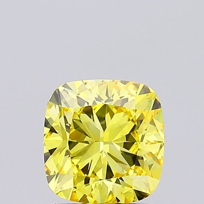 Loose Diamond - CUSHION MODIFIED 1.29ct Fancy Vivid Yellow VVS2: Loose Diamond - CUSHION MODIFIED 1.29ct Fancy Vivid Yellow VVS2 Source: This is a real non-mined Diamond that has been grown in a lab Shape: CUSHION MODIFIED Carats: 1.29 Color: Fancy Vivid Yellow Cer