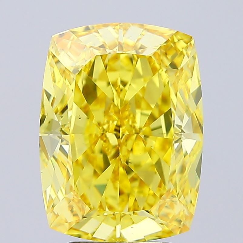 Loose Diamond - CUSHION MODIFIED 5.54ct Fancy Vivid Yellow VS1: Loose Diamond - CUSHION MODIFIED 5.54ct Fancy Vivid Yellow VS1 Source: This is a real non-mined Diamond that has been grown in a lab Shape: CUSHION MODIFIED Carats: 5.54 Color: Fancy Vivid Yellow Cert