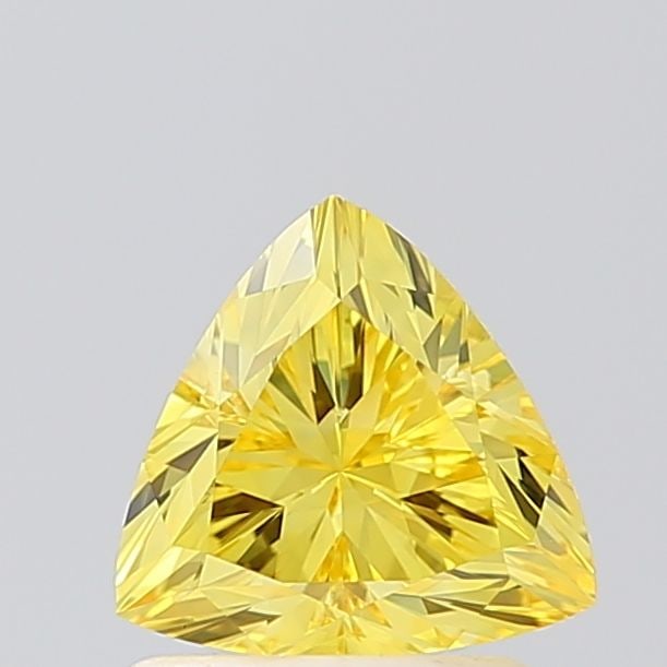 Loose Diamond - TRIANGULAR 1.04ct Fancy Vivid Yellow VVS2: Loose Diamond - TRIANGULAR 1.04ct Fancy Vivid Yellow VVS2 Source: This is a real non-mined Diamond that has been grown in a lab Shape: TRIANGULAR Carats: 1.04 Color: Fancy Vivid Yellow Certification: 