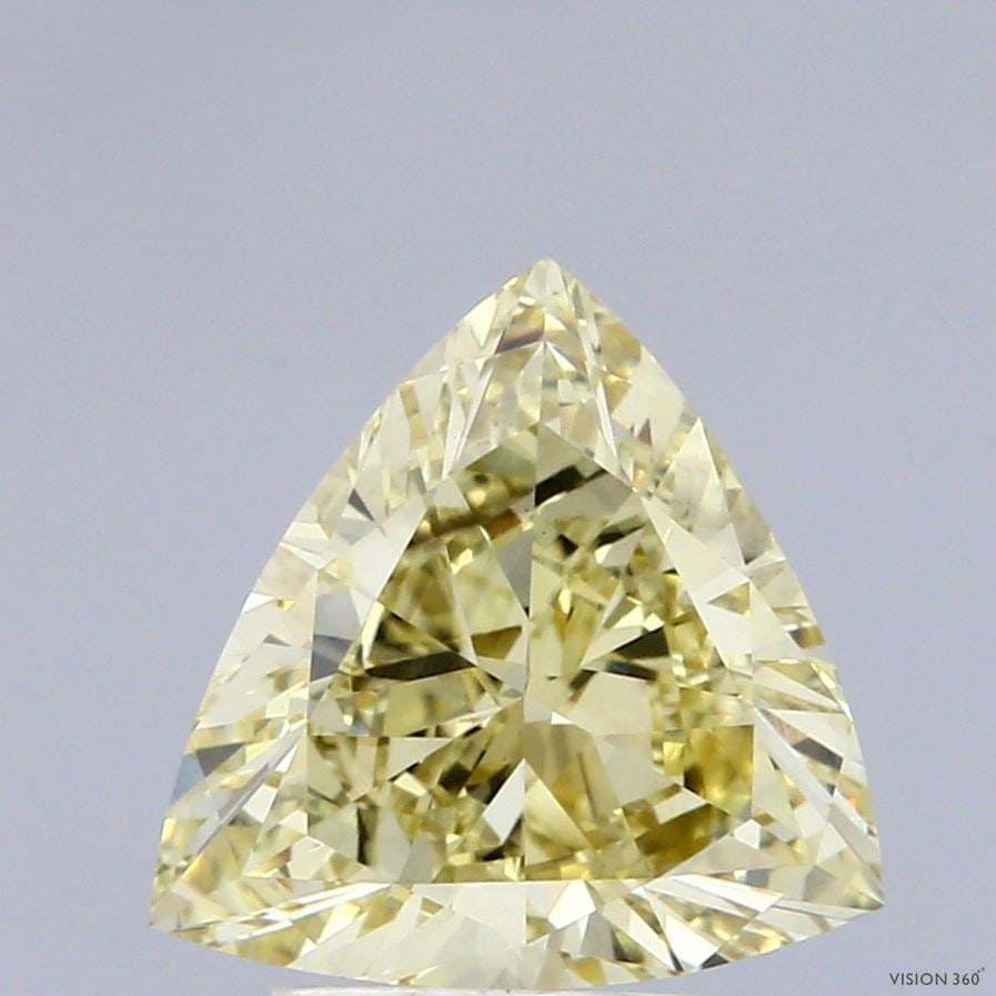 Loose Diamond - TRIANGULAR 2.69ct Fancy Yellow VS1: Loose Diamond - TRIANGULAR 2.69ct Fancy Yellow VS1 Source: This is a real non-mined Diamond that has been grown in a lab Shape: TRIANGULAR Carats: 2.69 Color: Fancy Yellow Certification: IGI Video: