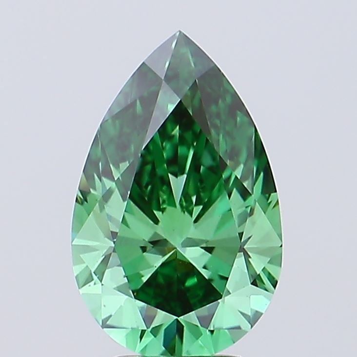 Loose Diamond - PEAR 4.03ct Fancy Vivid Green VS1: Loose Diamond - PEAR 4.03ct Fancy Vivid Green VS1 Source: This is a real non-mined Diamond that has been grown in a lab Shape: PEAR Carats: 4.03 Color: Fancy Vivid Green Certification: IGI Video: