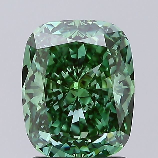 Loose Diamond - CUSHION MODIFIED 2.0ct Fancy Vivid Green VS1: Loose Diamond - CUSHION MODIFIED 2.0ct Fancy Vivid Green VS1 Source: This is a real non-mined Diamond that has been grown in a lab Shape: CUSHION MODIFIED Carats: 2.0 Color: Fancy Vivid Green Certific