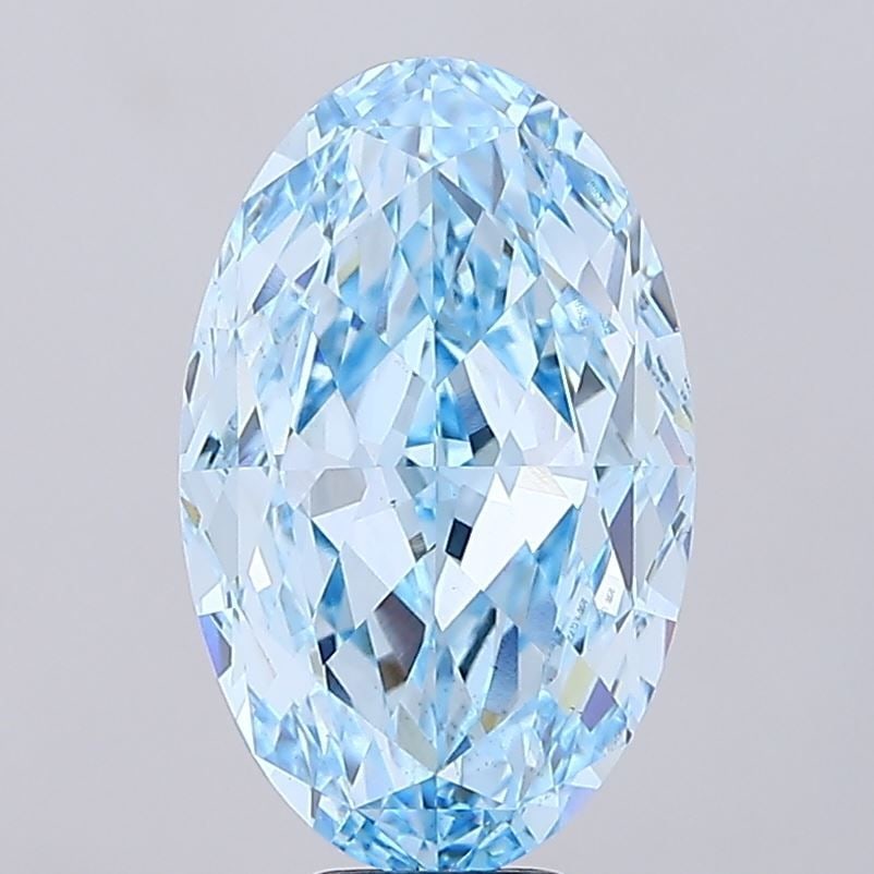 Loose Diamond - OVAL 9.84ct Fancy Vivid Blue VS1: Loose Diamond - OVAL 9.84ct Fancy Vivid Blue VS1 Source: This is a real non-mined Diamond that has been grown in a lab Shape: OVAL Carats: 9.84 Color: Fancy Vivid Blue Certification: IGI Video: