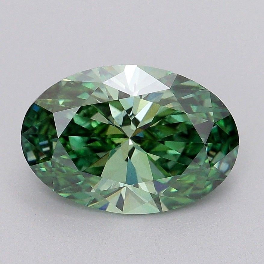 Loose Diamond - OVAL 3.7ct Fancy Vivid Green VS2: Loose Diamond - OVAL 3.7ct Fancy Vivid Green VS2 Source: This is a real non-mined Diamond that has been grown in a lab Shape: OVAL Carats: 3.7 Color: Fancy Vivid Green Certification: IGI Video: