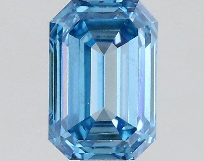 Loose Diamond - EMERALD 0.72ct Fancy Vivid Blue VS1: Loose Diamond - EMERALD 0.72ct Fancy Vivid Blue VS1 Source: This is a real non-mined Diamond that has been grown in a lab Shape: EMERALD Carats: 0.72 Color: Fancy Vivid Blue Certification: IGI Video: