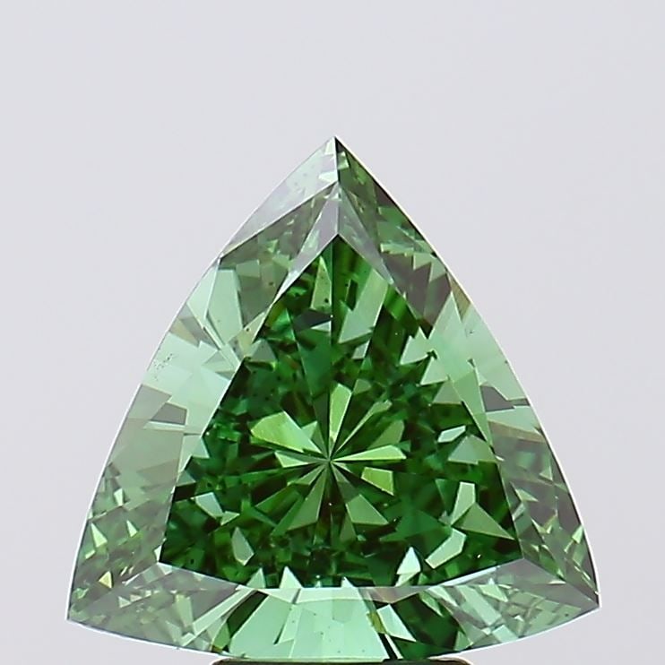 Loose Diamond - TRIANGULAR 3.27ct Fancy Vivid Green VS1: Loose Diamond - TRIANGULAR 3.27ct Fancy Vivid Green VS1 Source: This is a real non-mined Diamond that has been grown in a lab Shape: TRIANGULAR Carats: 3.27 Color: Fancy Vivid Green Certification: IGI