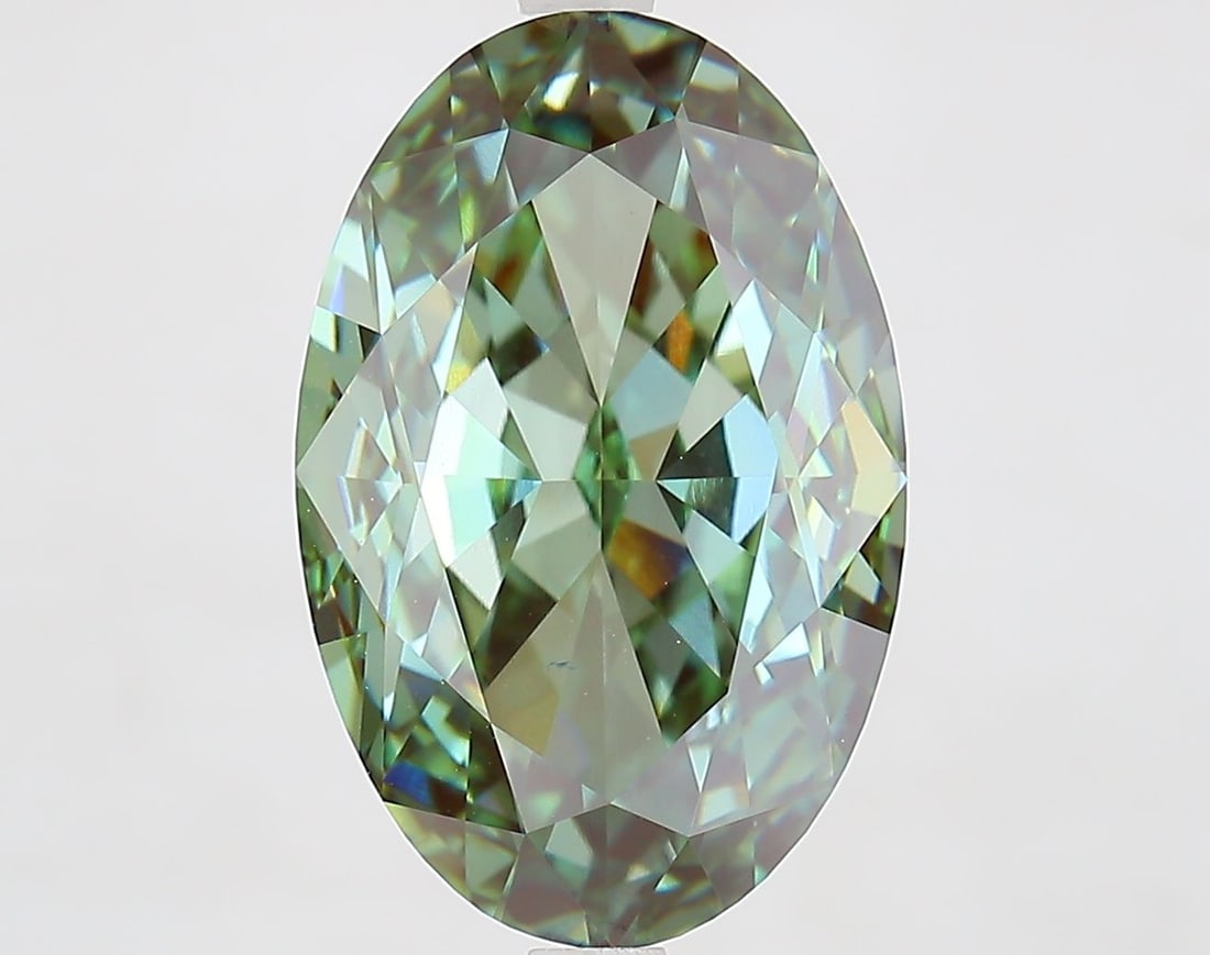 Loose Diamond - OVAL 8.1ct Fancy Vivid Green VVS2: Loose Diamond - OVAL 8.1ct Fancy Vivid Green VVS2 Source: This is a real non-mined Diamond that has been grown in a lab Shape: OVAL Carats: 8.1 Color: Fancy Vivid Green Certification: IGI Video:
