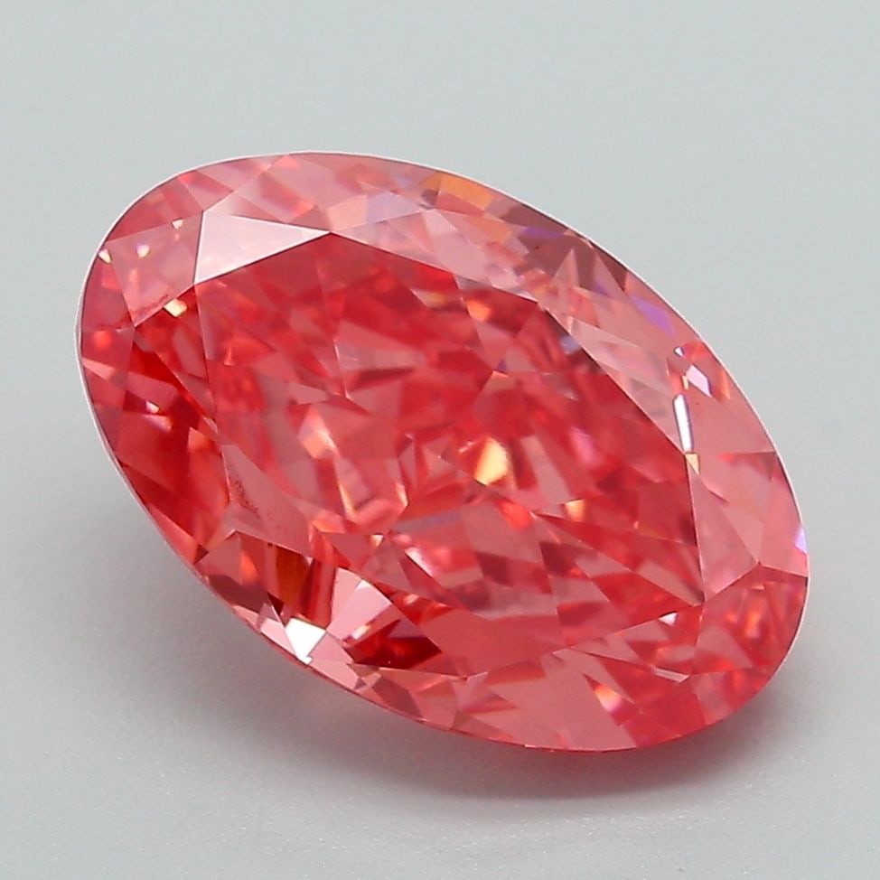 Loose Diamond - OVAL 4.4ct Fancy Vivid Pink VVS2: Loose Diamond - OVAL 4.4ct Fancy Vivid Pink VVS2 Source: This is a real non-mined Diamond that has been grown in a lab Shape: OVAL Carats: 4.4 Color: Fancy Vivid Pink Certification: IGI Video: