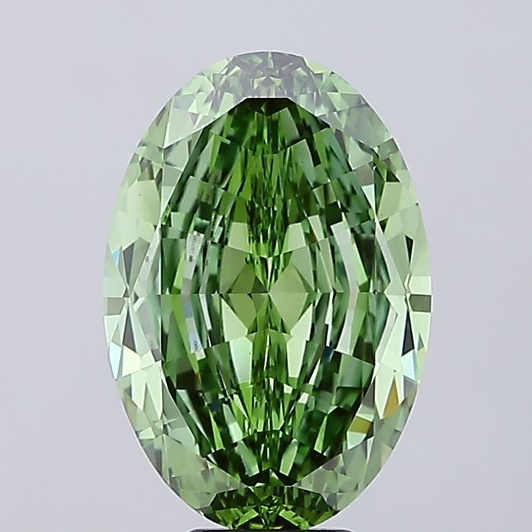 Loose Diamond - OVAL 7.82ct Fancy Vivid Green VS1: Loose Diamond - OVAL 7.82ct Fancy Vivid Green VS1 Source: This is a real non-mined Diamond that has been grown in a lab Shape: OVAL Carats: 7.82 Color: Fancy Vivid Green Certification: IGI Video: