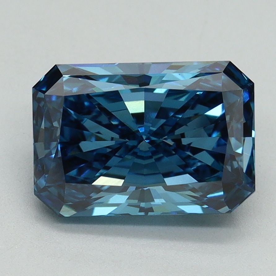 Loose Diamond - RADIANT 2.57ct Fancy Vivid Blue VS1: Loose Diamond - RADIANT 2.57ct Fancy Vivid Blue VS1 Source: This is a real non-mined Diamond that has been grown in a lab Shape: RADIANT Carats: 2.57 Color: Fancy Vivid Blue Certification: IGI Video: