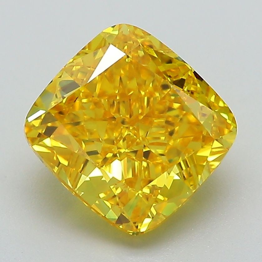 Loose Diamond - CUSHION MODIFIED 3.33ct Fancy Vivid Yellow VVS2: Loose Diamond - CUSHION MODIFIED 3.33ct Fancy Vivid Yellow VVS2 Source: This is a real non-mined Diamond that has been grown in a lab Shape: CUSHION MODIFIED Carats: 3.33 Color: Fancy Vivid Yellow Cer