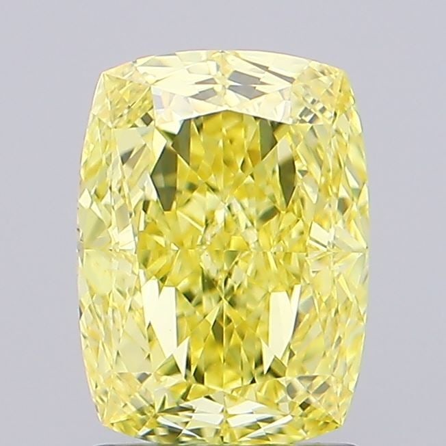 Loose Diamond - CUSHION MODIFIED 1.75ct Fancy Vivid Yellow VVS2: Loose Diamond - CUSHION MODIFIED 1.75ct Fancy Vivid Yellow VVS2 Source: This is a real non-mined Diamond that has been grown in a lab Shape: CUSHION MODIFIED Carats: 1.75 Color: Fancy Vivid Yellow Cer