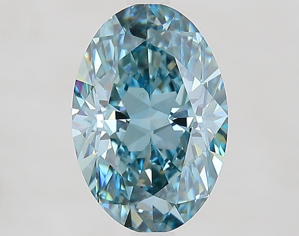 Loose Diamond - OVAL 2.79ct Fancy Vivid Greenish Blue VS1: Loose Diamond - OVAL 2.79ct Fancy Vivid Greenish Blue VS1 Source: This is a real non-mined Diamond that has been grown in a lab Shape: OVAL Carats: 2.79 Color: Fancy Vivid Greenish Blue Certification: